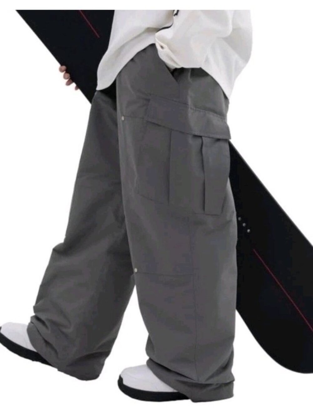 SNOWVERB Steeze Park Rider Multi-pocket Utility Cargo Snow Pants Gray Size M